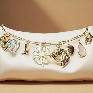 Anthropologie Mixed Charms Good Luck Necklace in Gold | NWT